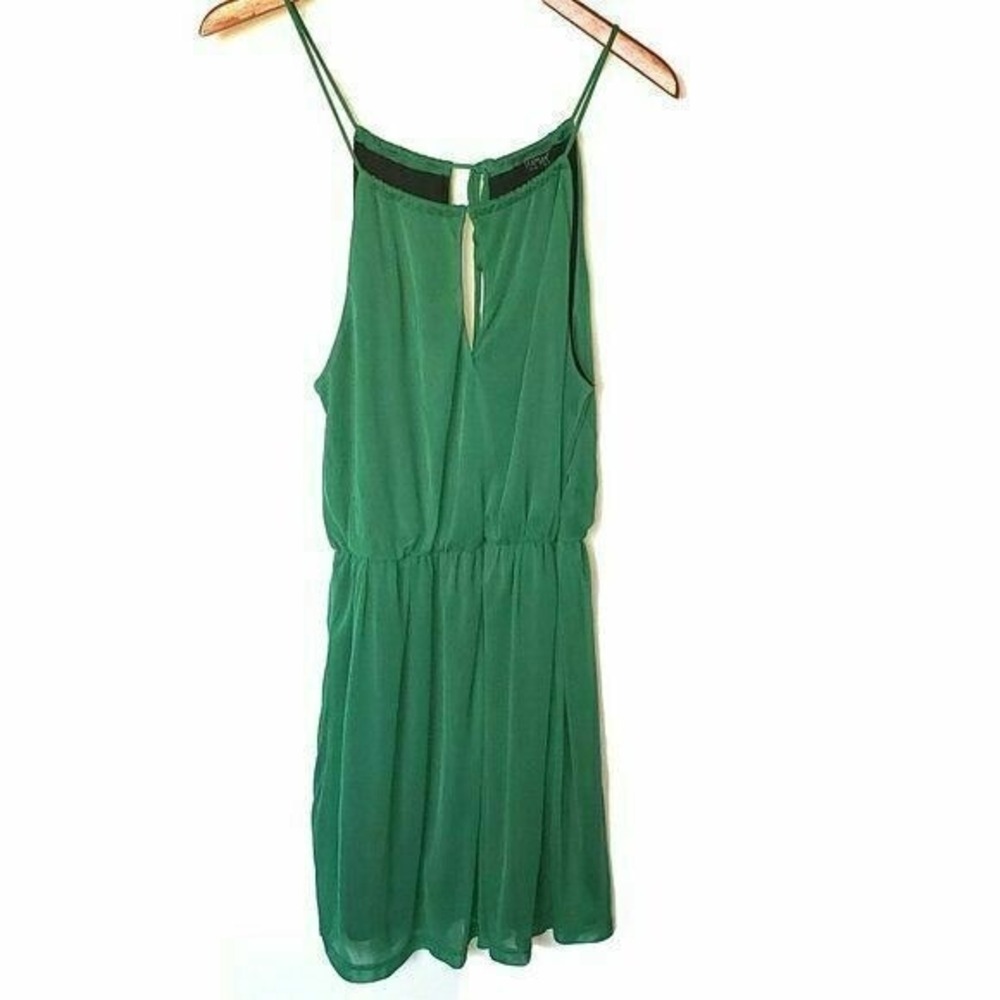 Topshop Mesh Strappy Green Dress Keyhole 8 keyhole‎ V neck front and back front
